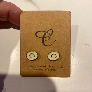 Francesca's Collections Gold and Cream Circle Earrings